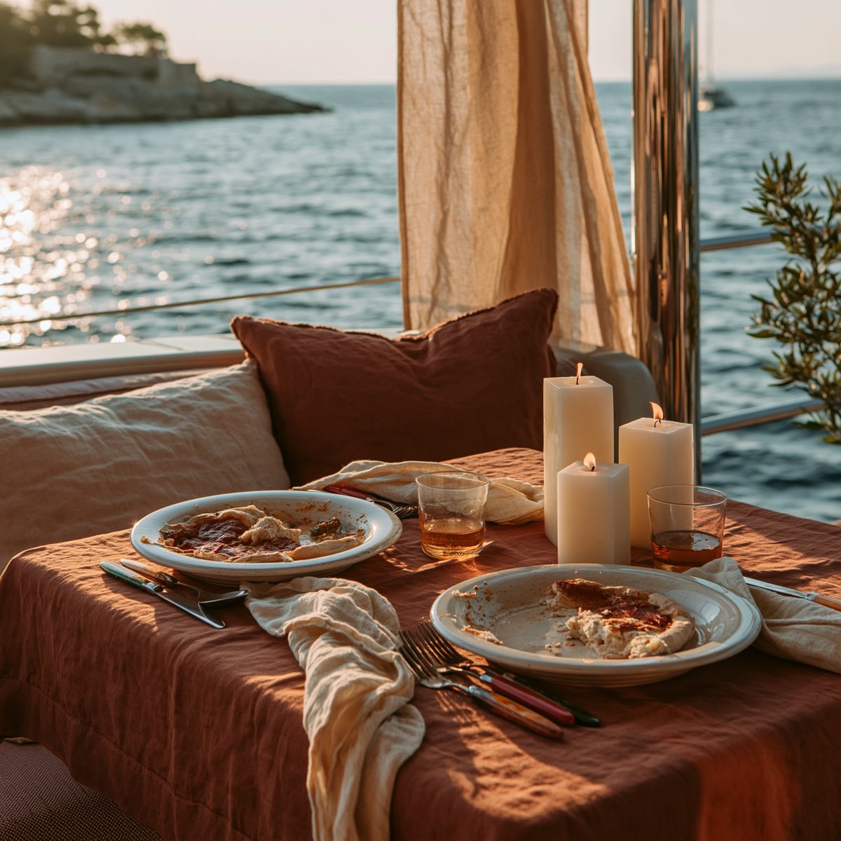 Coral Arc — intimate two person table setting